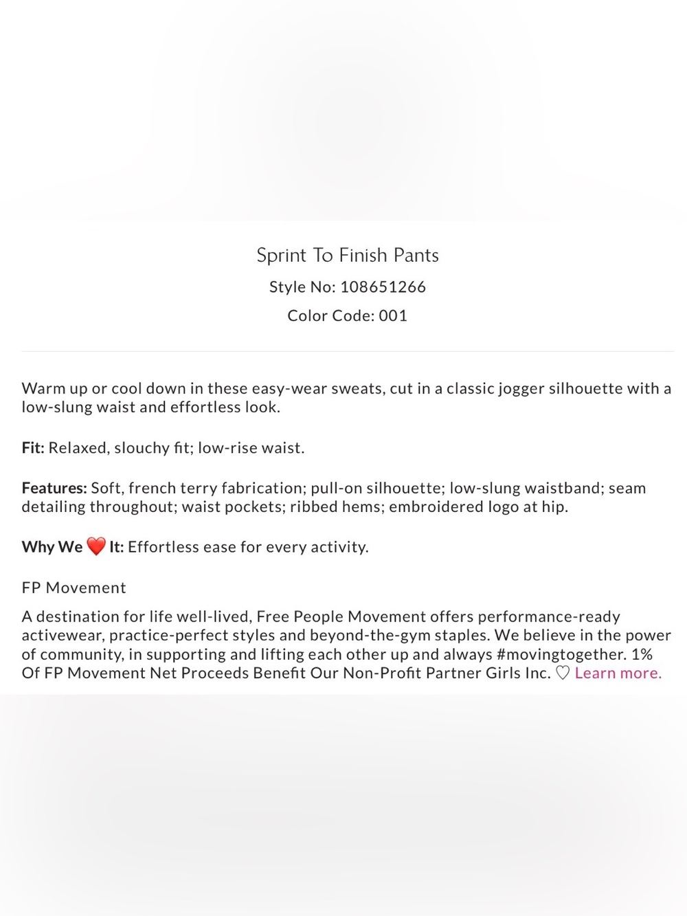 FP Movement by Free People Sprint to the Finish Sweatpants ~ Mineral Wash Black - Picture 16 of 16